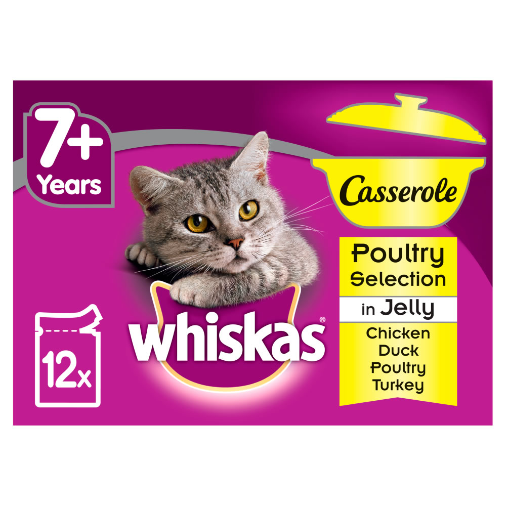 Whiskas 7+ Casserole Poultry Selection in Jelly Cat Food 12 x 85g Image 1