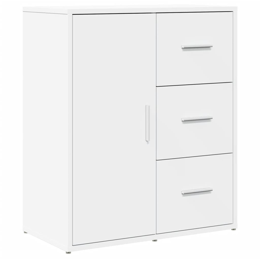 vidaXL Single Door 3 Drawer White Sideboard Image 2