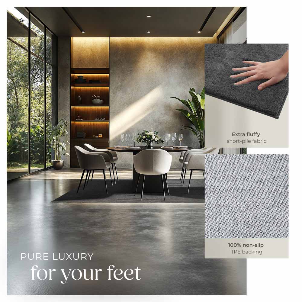 tectake Zonelle Anthracite Short Pile Ultra Soft Rug 200 x 140cm Image 4