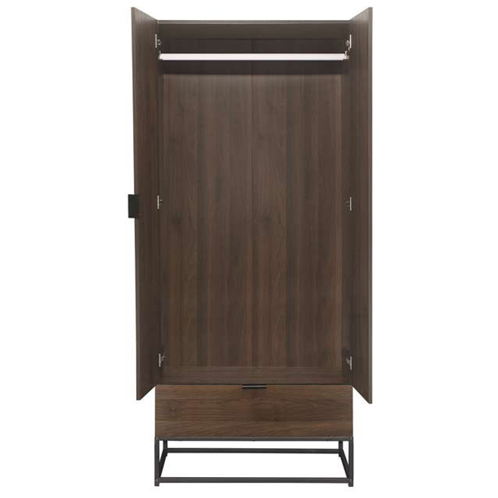 Houston 2 Door Single Drawer Walnut Wood Effect Wardrobe Image 4