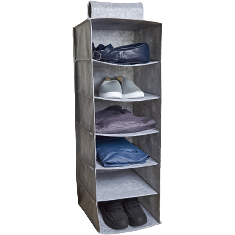 Premium 6 Shelf Grey Felt Wardrobe Organiser Image 1