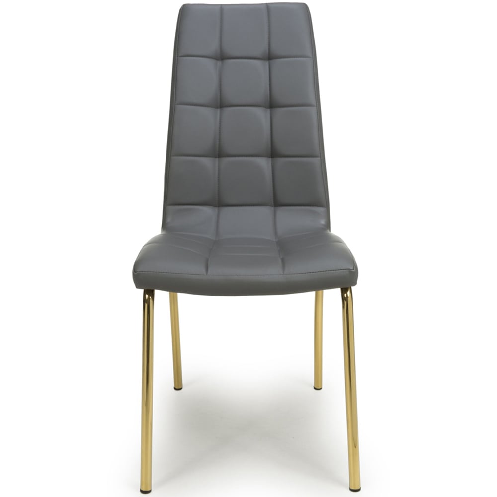 Shankar Jenner Set of 2 Grey and Gold Leather Effect Dining Chair Image 2