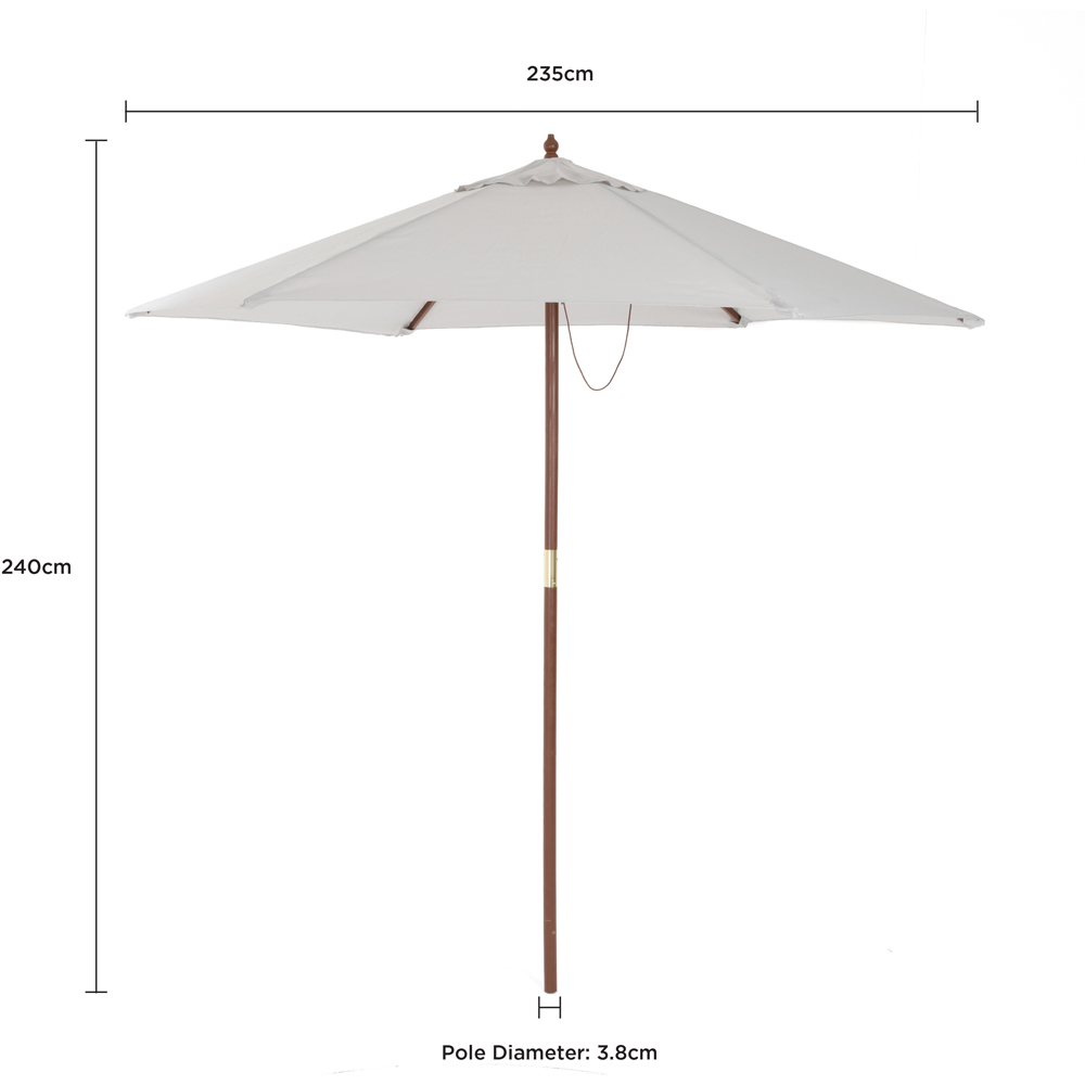 Charles Bentley Grey Wooden Parasol 2.4m Image 9