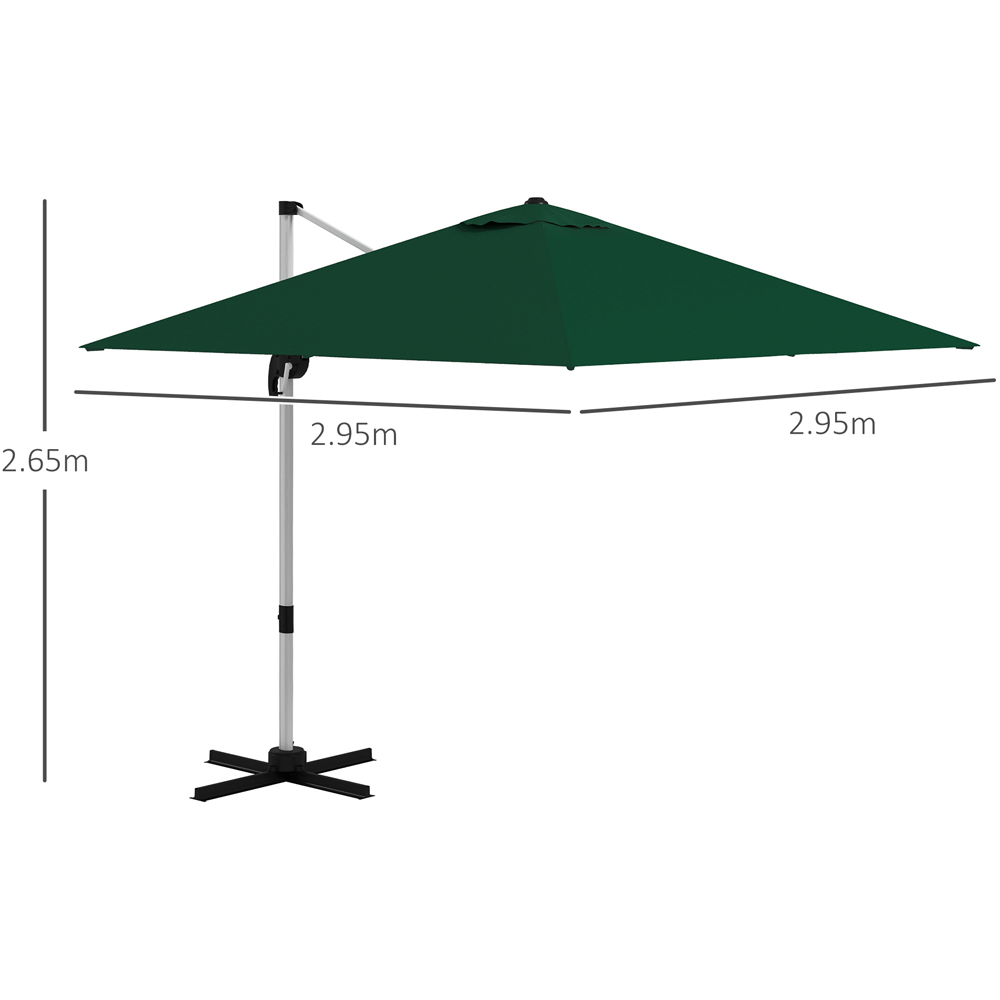 Outsunny Green Crank and Tilt Cantilever Parasol with Cross Base 3m Image 7
