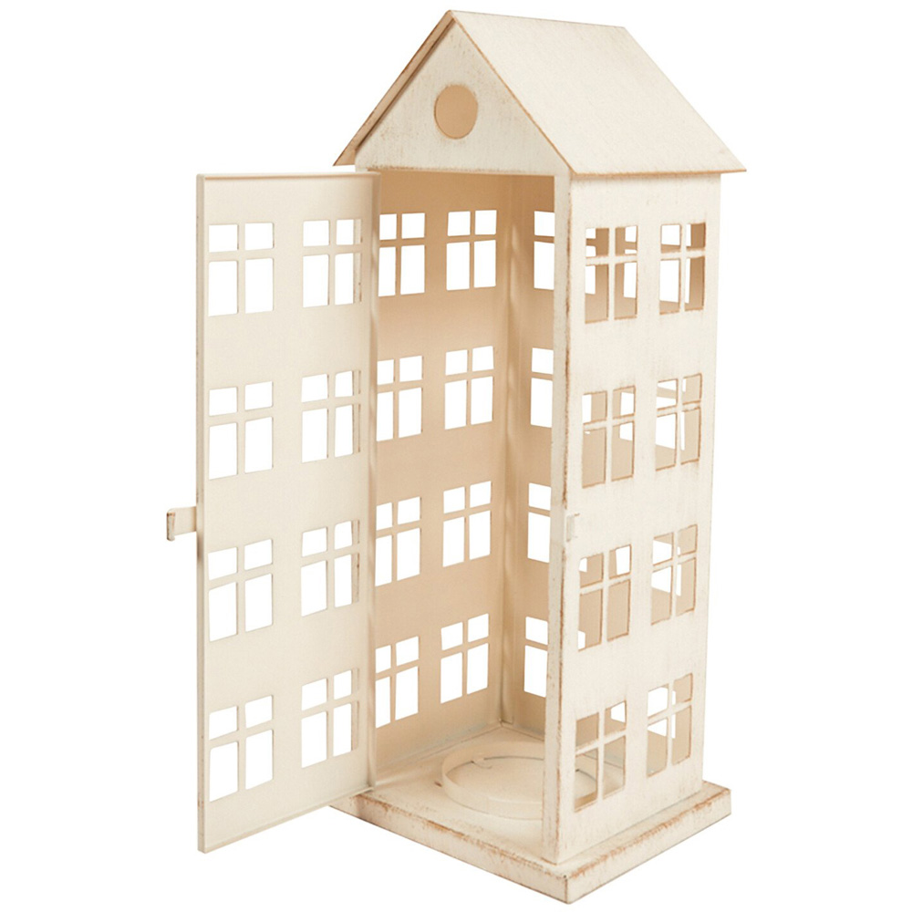Cream Metal House Lantern 48cm - Cream Image 3