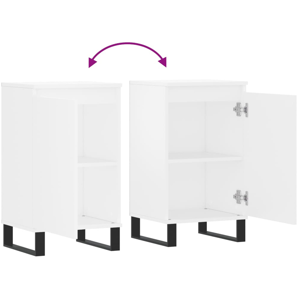 vidaXL 2 Door Single Drawer White Sideboard Set of 2 Image 8