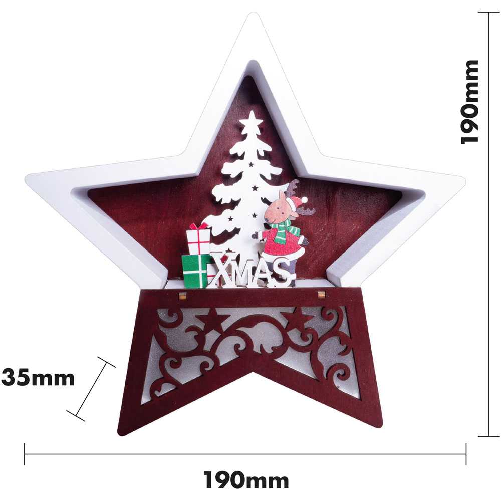 St Helens Multicolour Festive Light Up Wooden Christmas Star Image 6