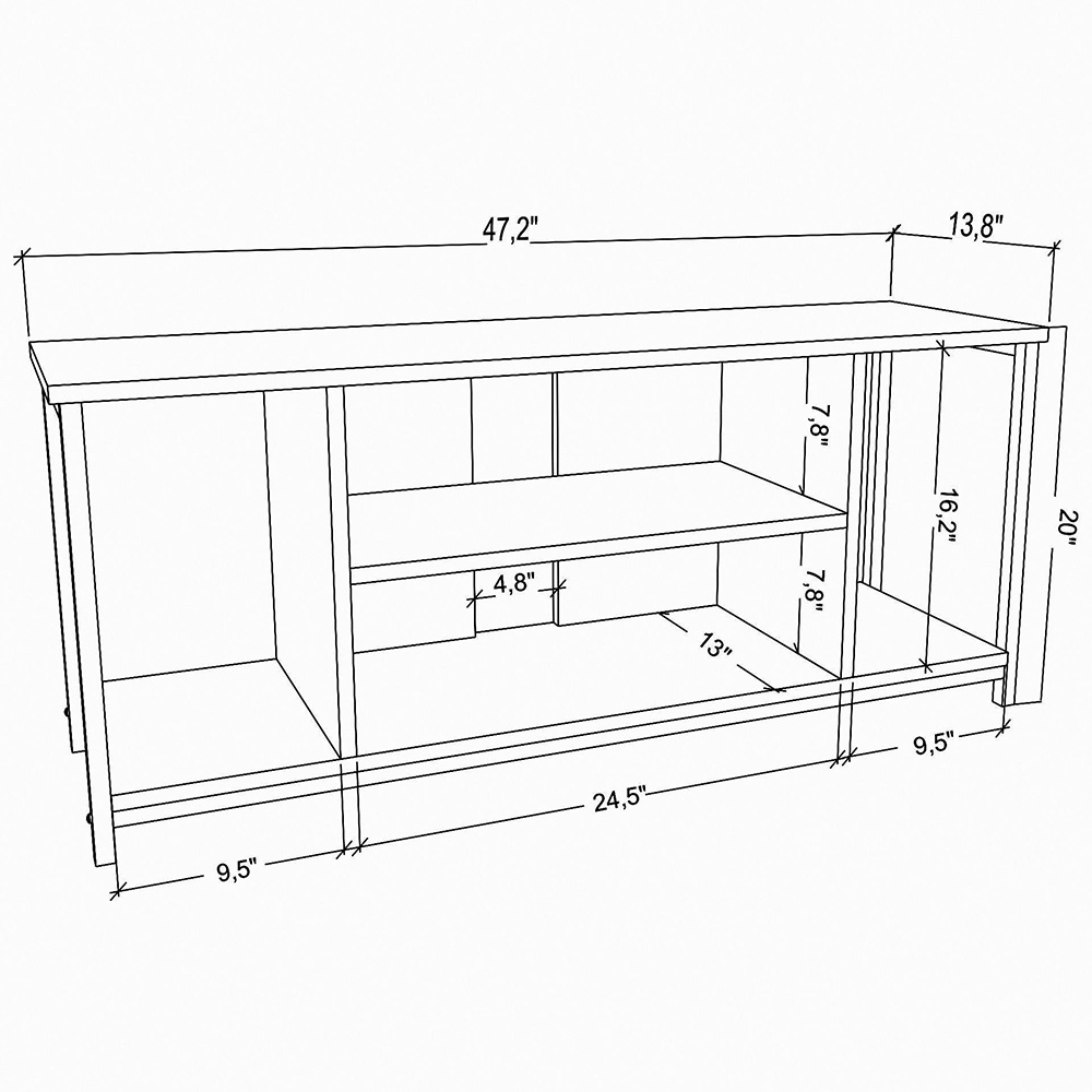 Decorotika Rinaldo 4 Open Shelf White and Oak Wide TV Unit Image 6