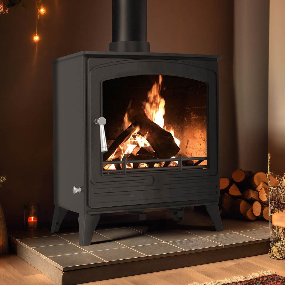 RoyalFire Steel Eco Multifuel Stove 8.5kW with Firewood Starter Kit Image 2