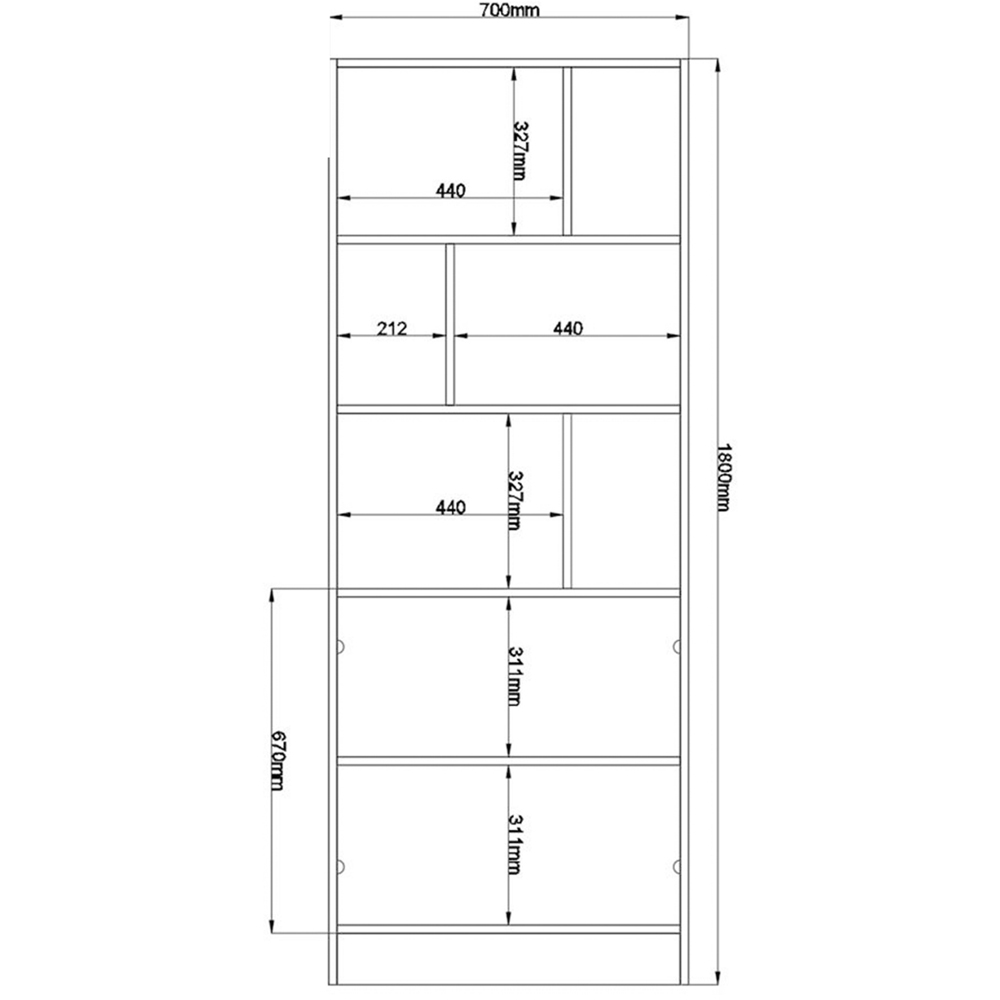 Evu Maison 2 Door Single Drawer Home Office Desk with Bookcase Image 7