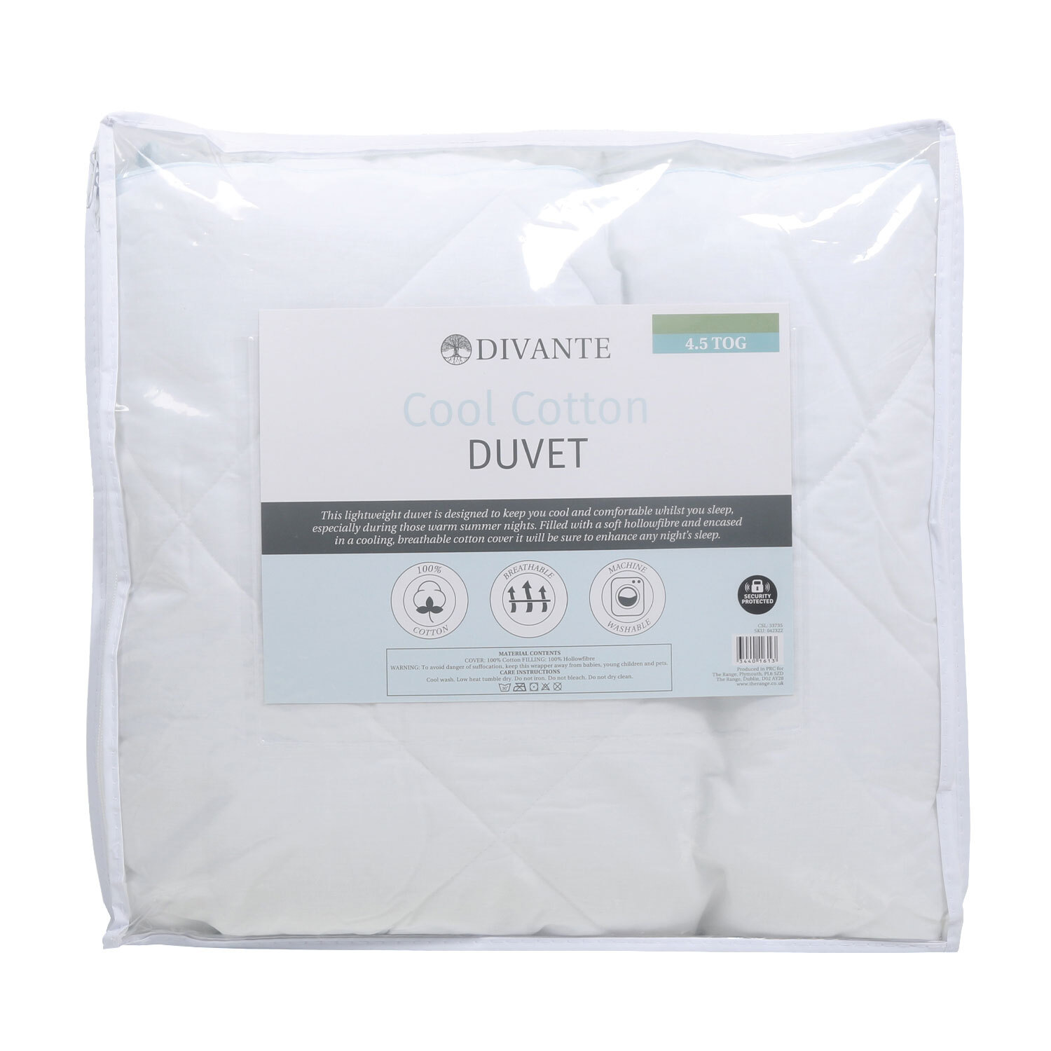 Divante Double White Cotton Cool Duvet 4.5 Tog Image 2