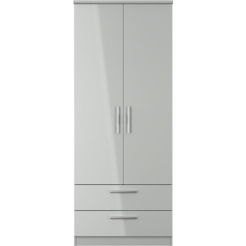 Crowndale Knightsbridge 2 Door 2 Drawer Grey Gloss and Dusk Grey Wardrobe Ready Assembled Image 2