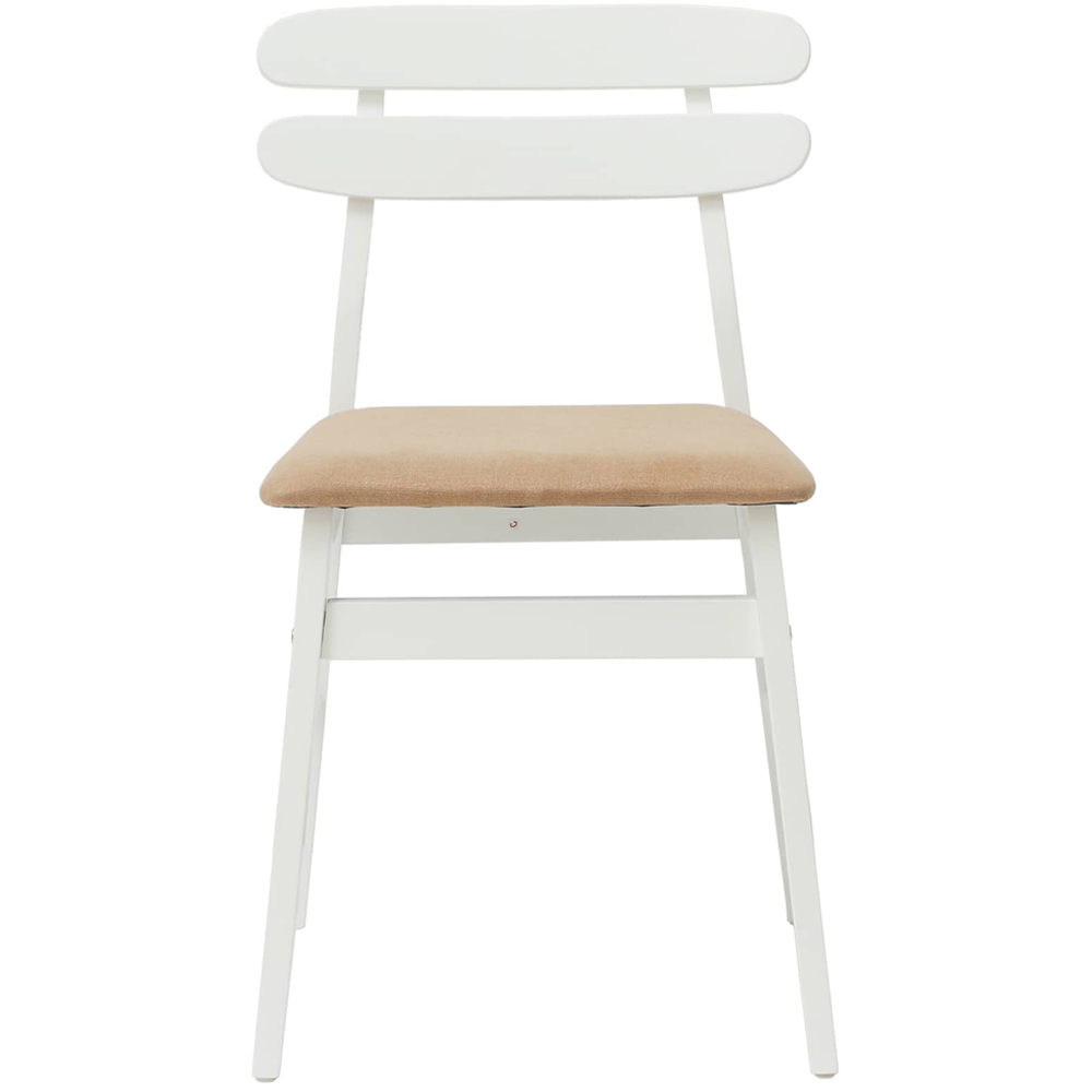 vidaXL Set of 2 White and Brown Rubberwood Rectilinear Vintage Dining Chairs Image 3