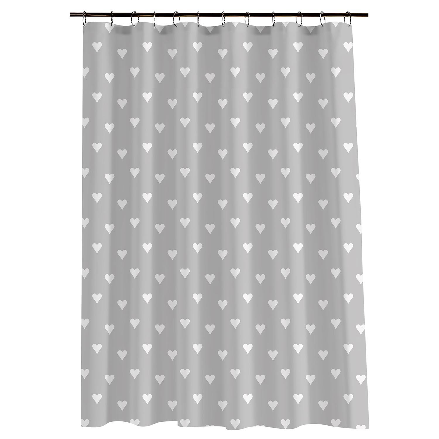 Grey Hearts Shower Curtain 180 x 180cm Image 2