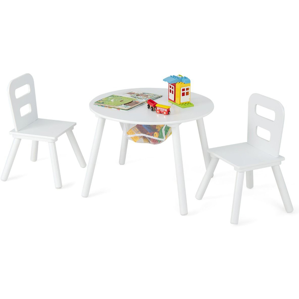 Costway 2 Seater White Kids Activity Table and Chair Set with Storage Image 2