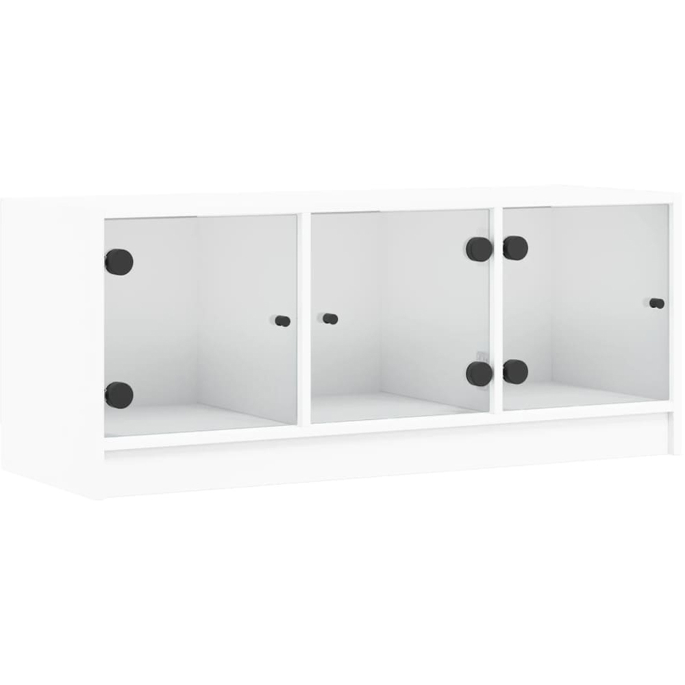 vidaXL 3 Glass Door White TV Cabinet Image 2
