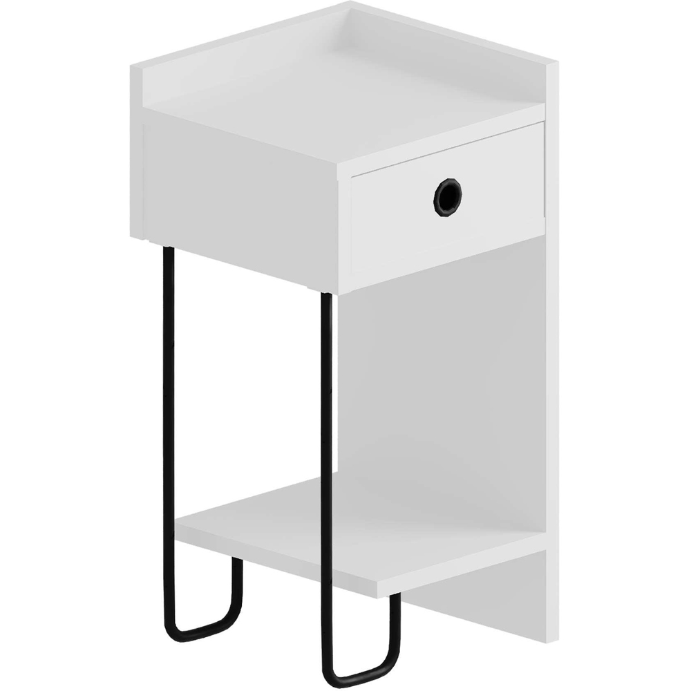 Decortie Sirius Single Drawer Single Shelf White Modern Bedside Table Image 2