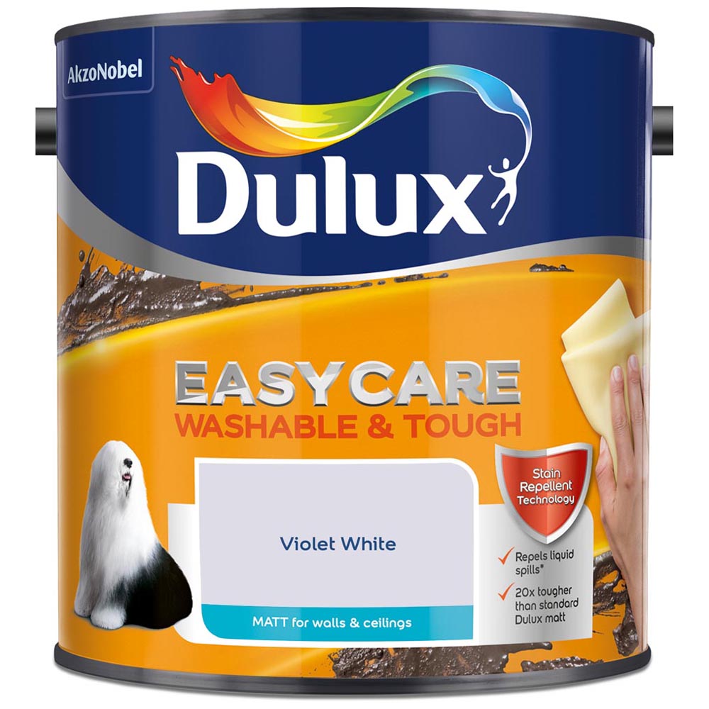 Dulux Easycare Violet White Matt Emulsion Paint 2.5L Image 2