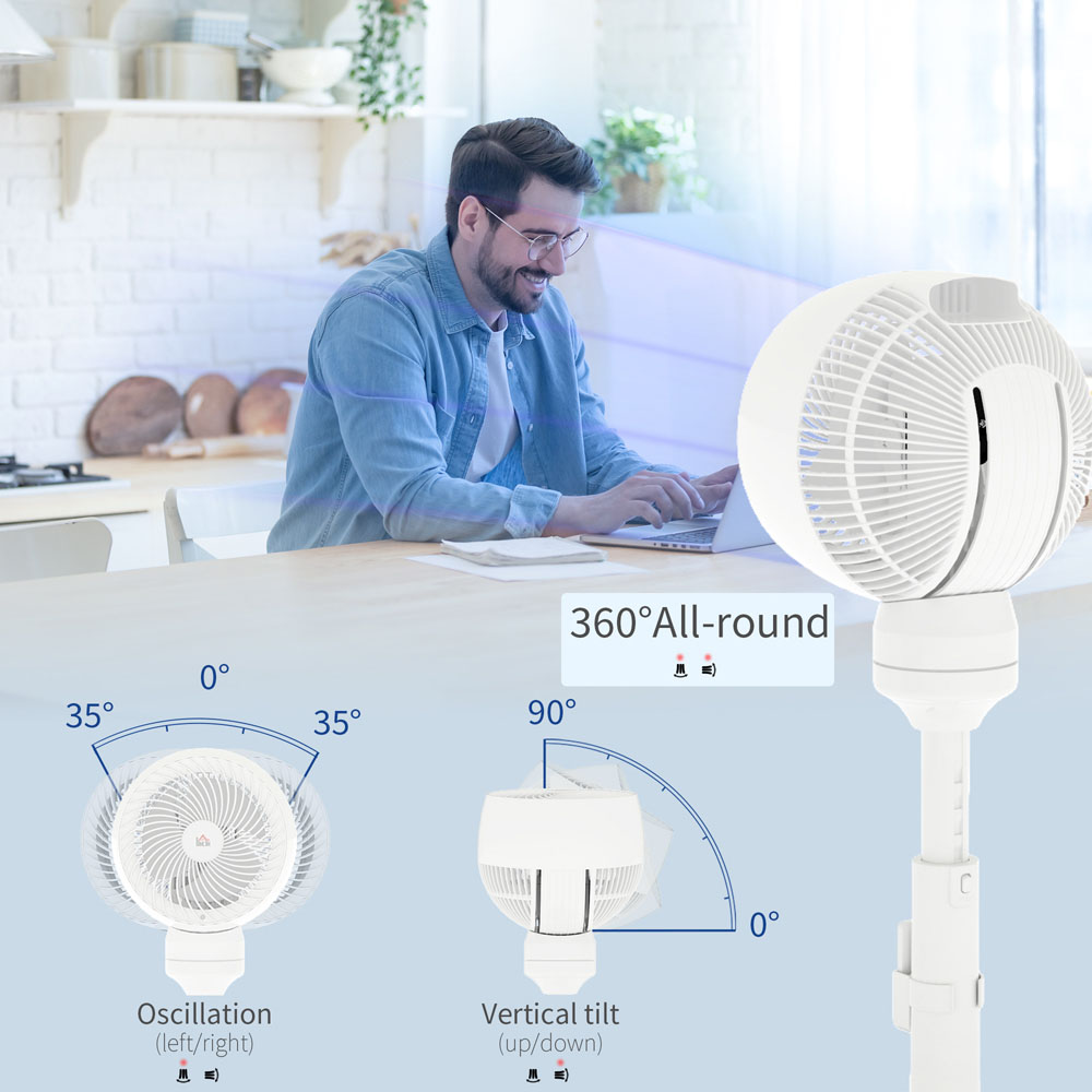 HOMCOM White Adjustable Air Circulator Fan 9 inch Image 6