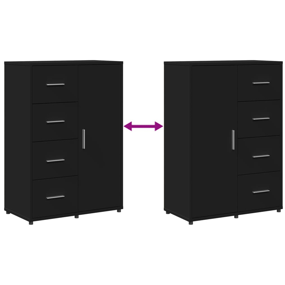 vidaXL Single Door 4 Drawer Black Wooden Sideboard Image 8