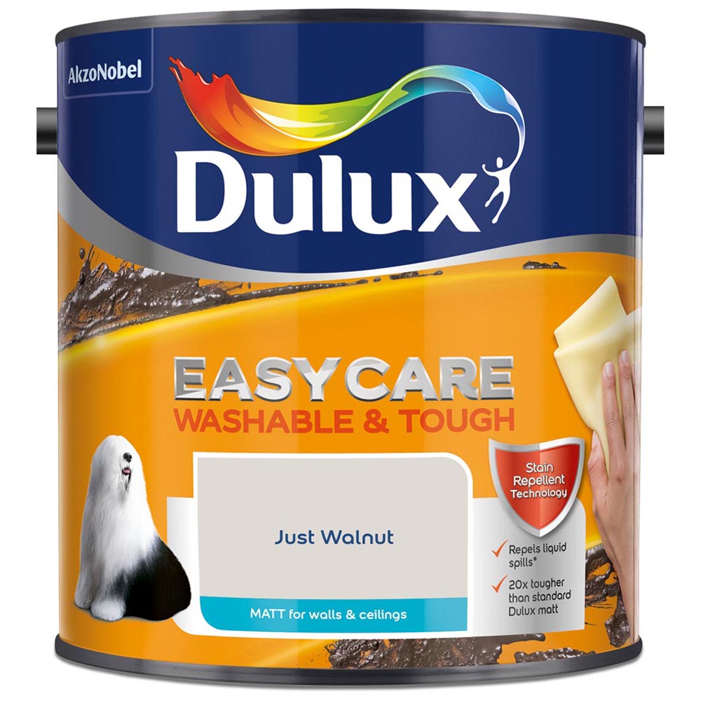 Dulux Easycare Washable & Tough Walls & Ceilings Just Walnut Matt Emulsion Paint 2.5L Image 2