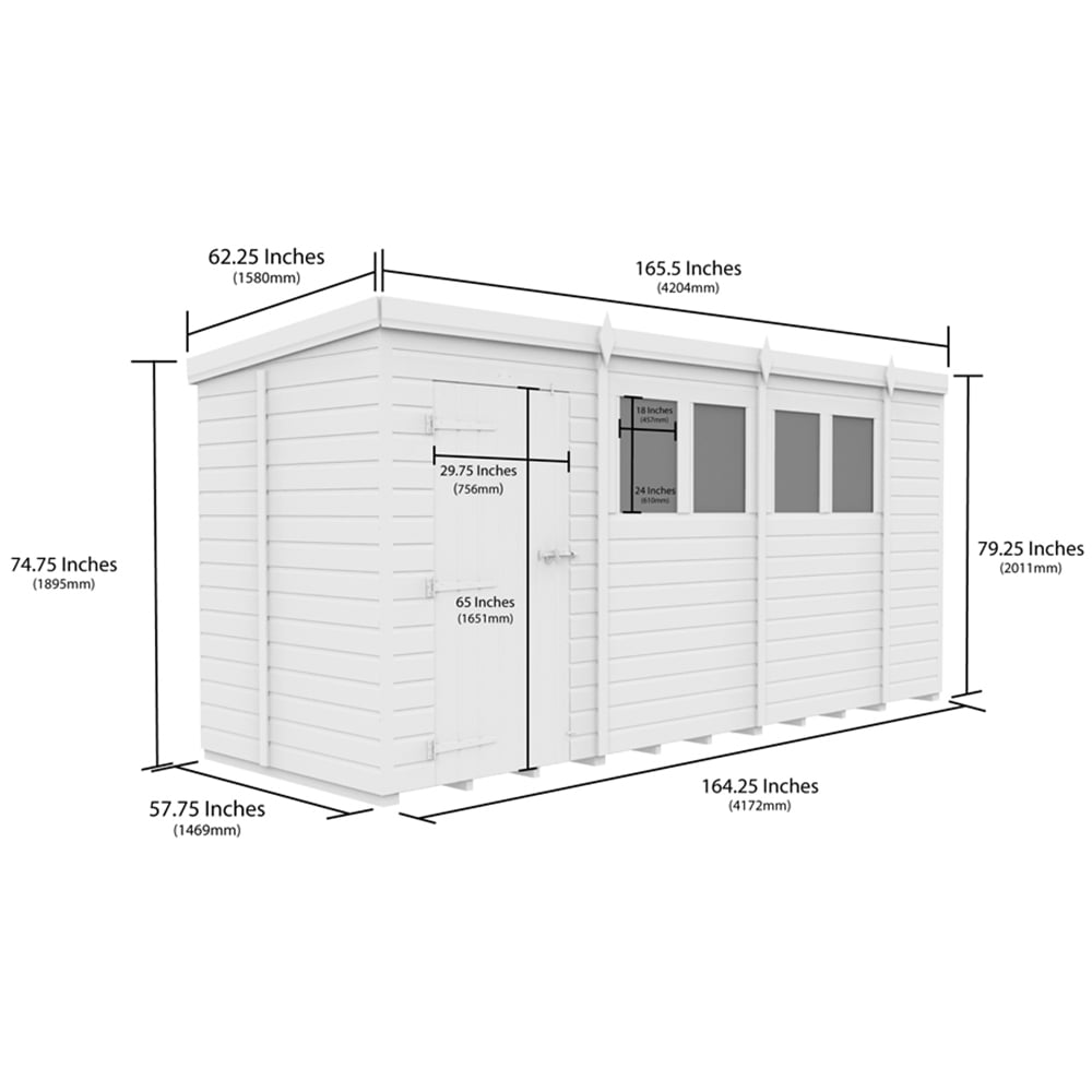 DIY Sheds 14 x 5ft Tongue and Groove Timber Pent Security Garden Shed Image 9