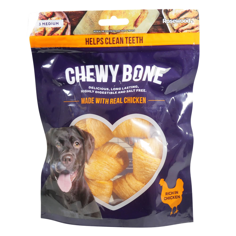 Rosewood 3 pack Chewy Chicken Bones Dog Treats Image 1