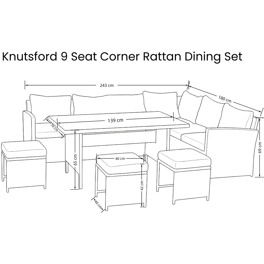 Outdoor Living Knutsford Rattan 9 Seater Garden Dining Set Grey Image 7