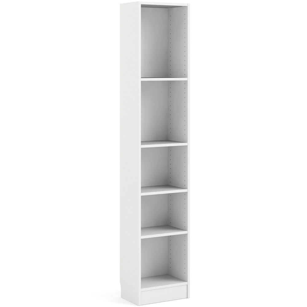 Florence Basic 4 Shelf White Narrow Tall Bookcase Image 2