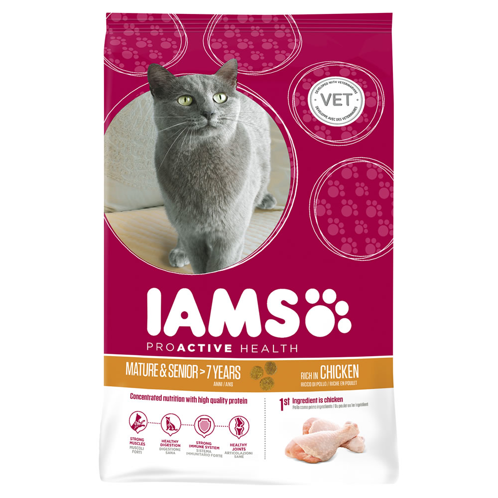 Iams Chicken Dry Cat Food for Senior Cats 700g Image
