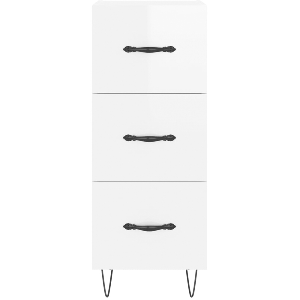 vidaXL 3 Drawer High Gloss White Sideboard Image 6