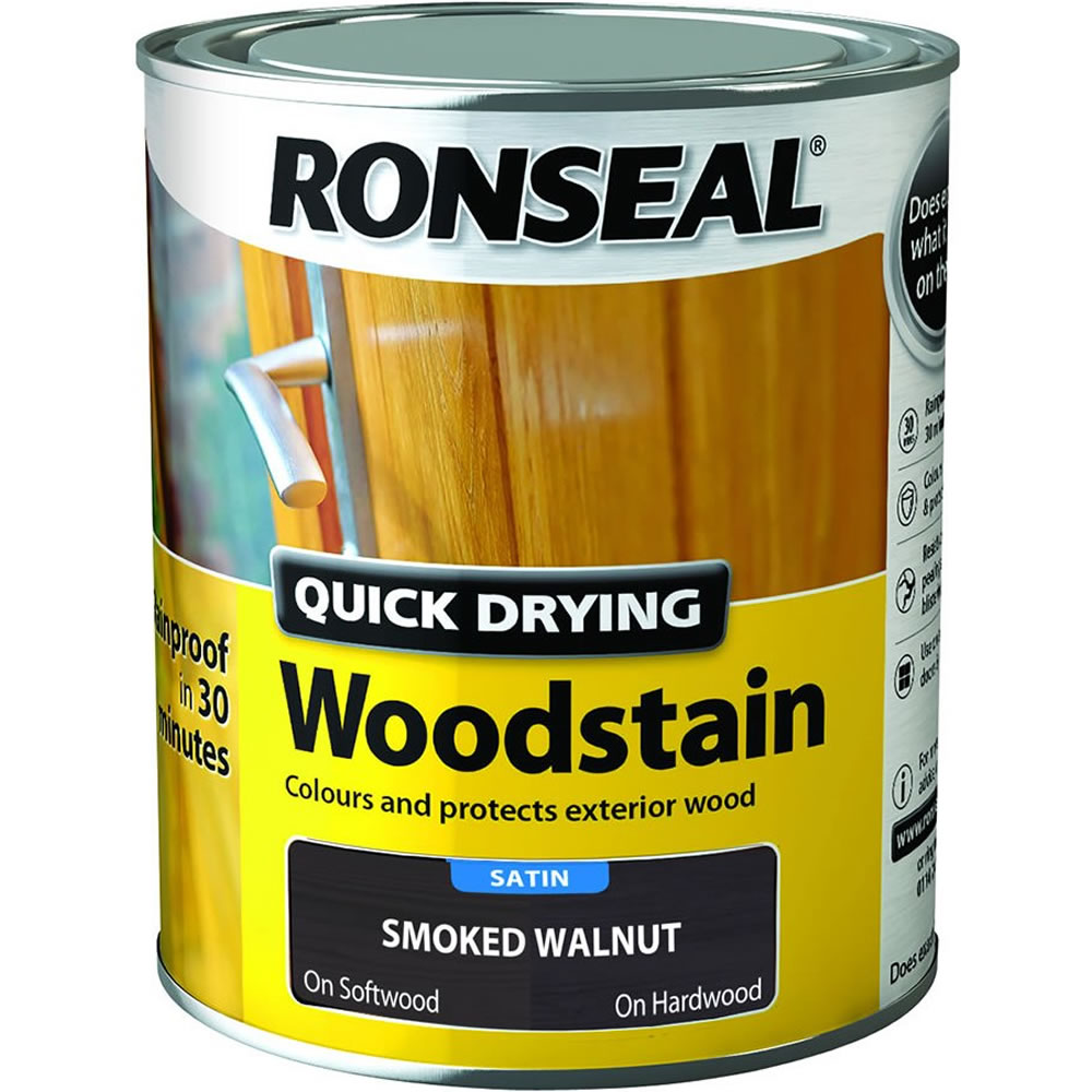 Ronseal Quick Drying Woodstain Smoked Walnut 750ml Image 1