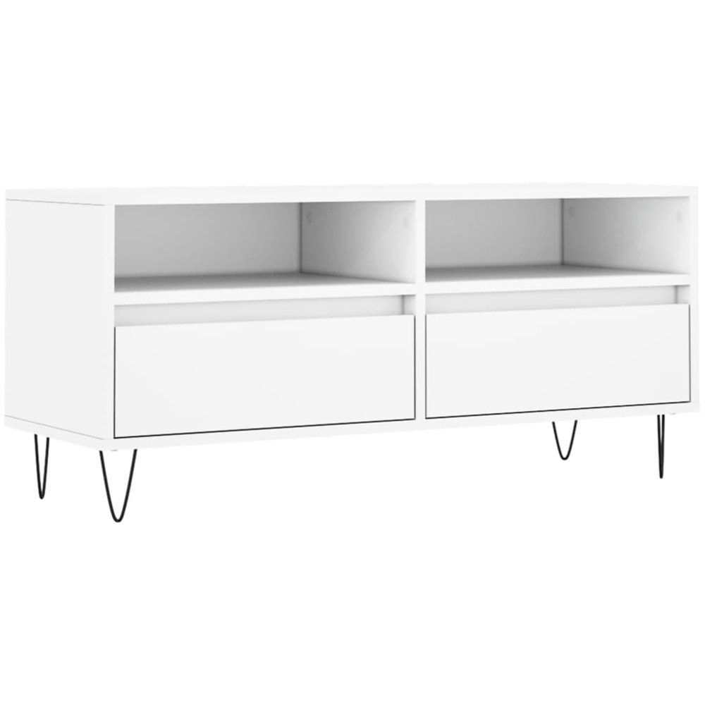 vidaXL 2 Drawer 2 Shelf White TV Cabinet Image 2