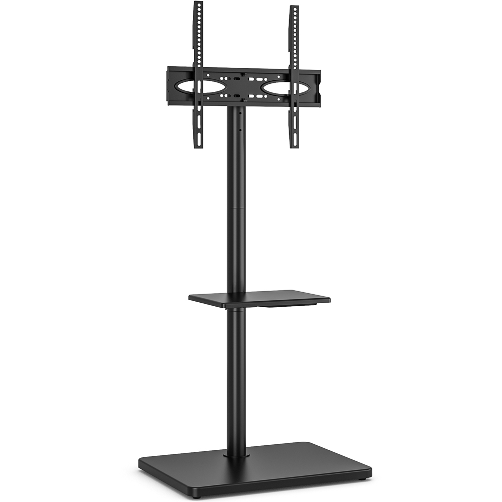 TTAP Black and Rectangular Black Base Single Shelf Floor Pedestal TV Stand Image 2