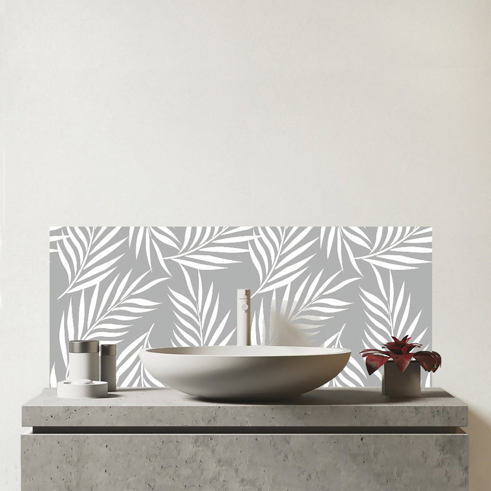 Warren Reed Designer Palm Tree Leaves Glass Bathroom Splashback 25 x 60cm Image 1