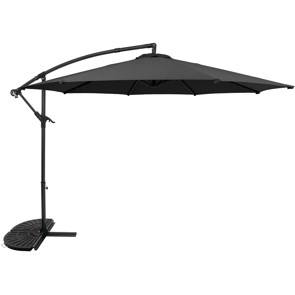MonsterShop Grey Cantilever Parasol with Half Fan Base 3m Image 1