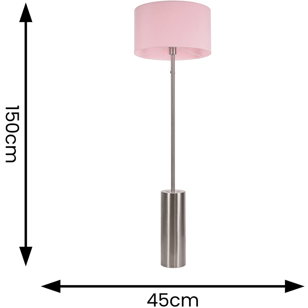 ValueLights Lexy Blush Pink Shade Chrome LED Floor Lamp Image 5