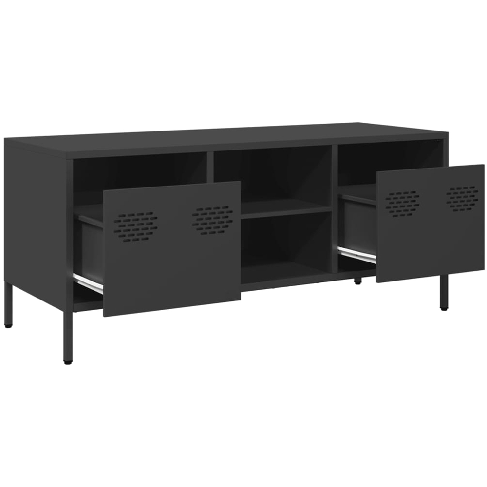 vidaXL 2 Drawer 2 Shelf Black Steel Industrial Style TV Cabinet Image 4
