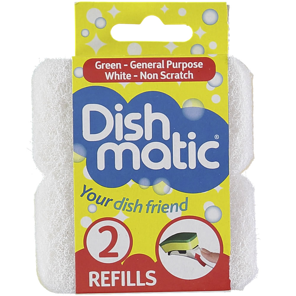 Dish Matic Dish Sponge Refill Non Scratch 2pk Wilko