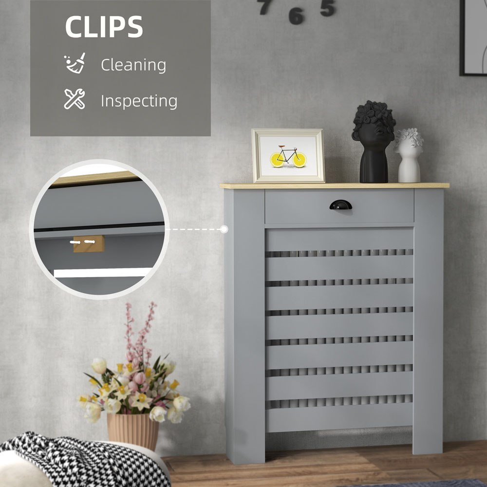 Portland Grey Horizontal Slats Portland Radiator Cover 78cm Image 5