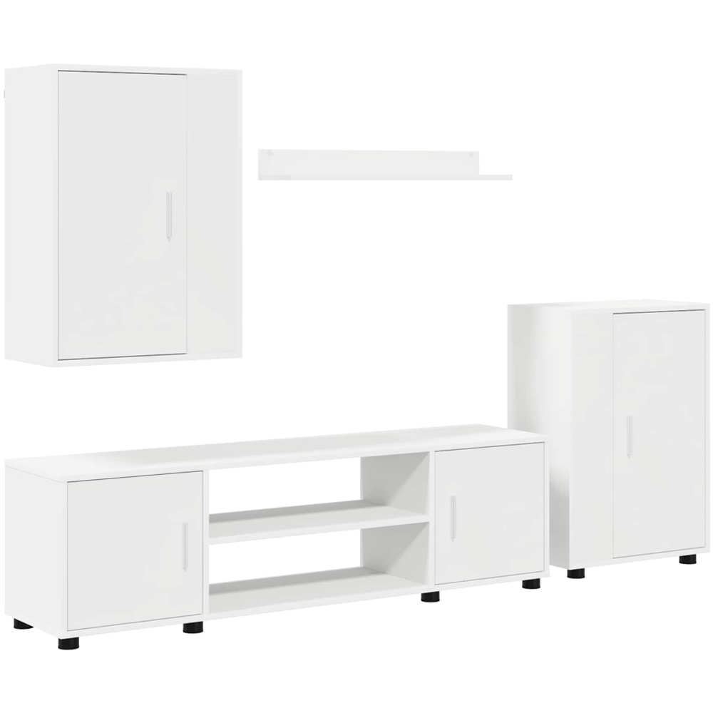 vidaXL White Wall Mounted 4 Piece TV Cabinet Set Image 2