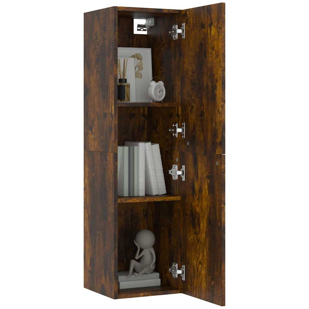 vidaXL Single Door Smoked Oak Wall Mounted Narrow TV Cabinet Image 7