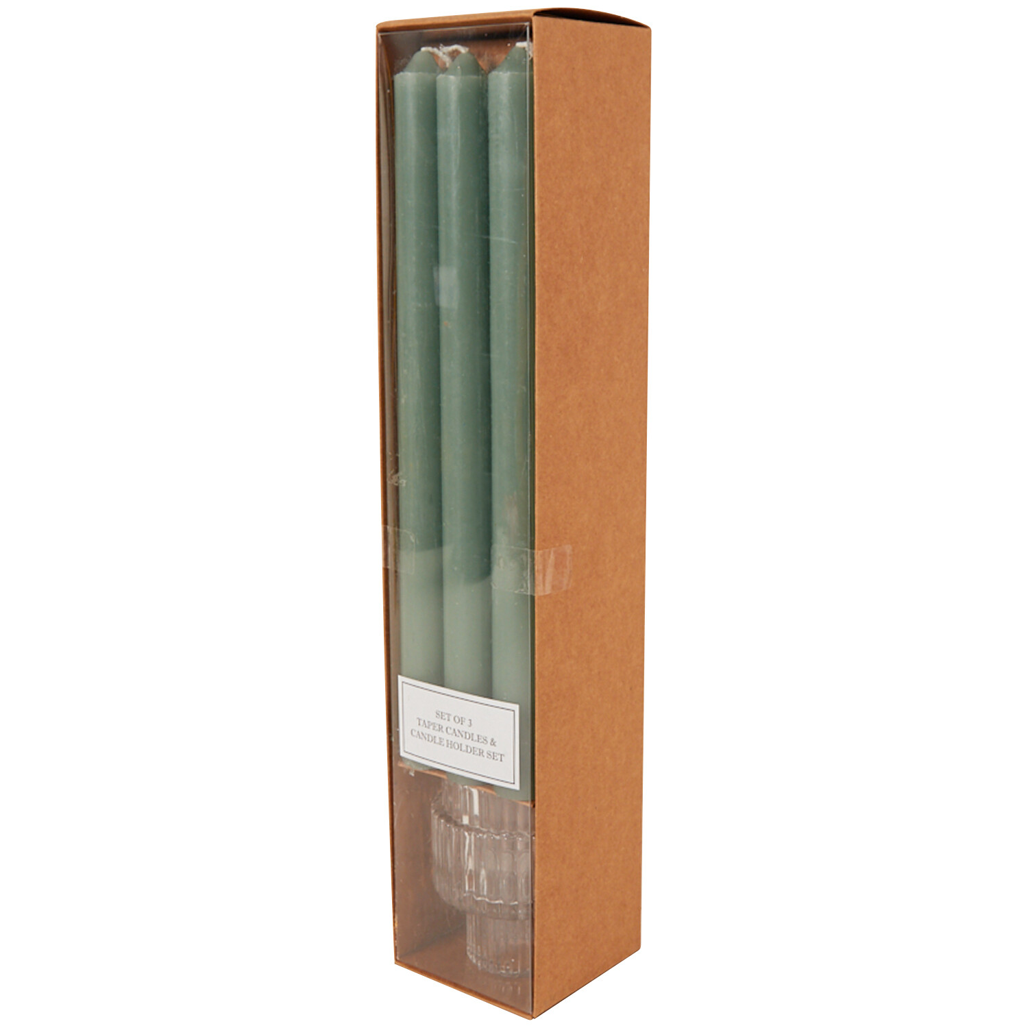 Set of 3 Taper Candles and Candle Holder - Multicolour Image 3
