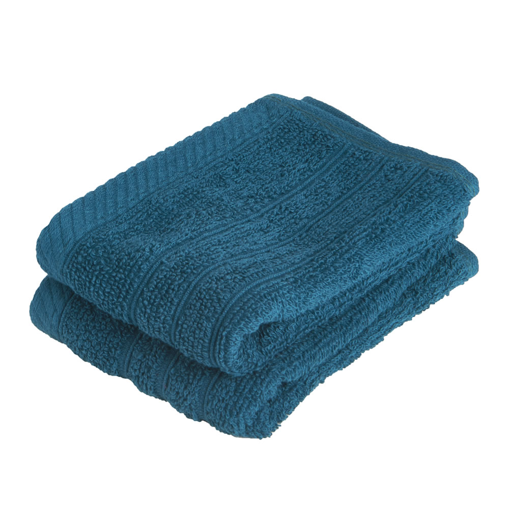 Wilko Dark Teal Face Cloths 2 pack Wilko