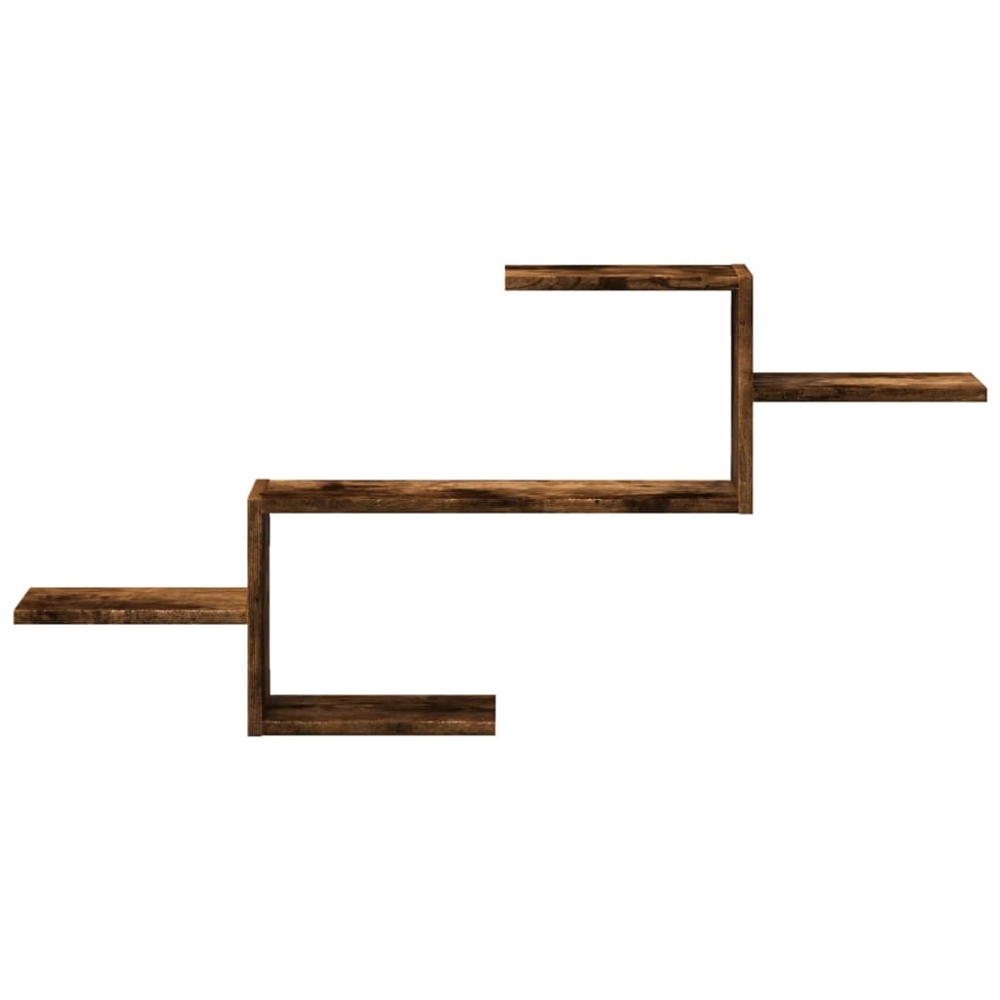 vidaXL 5 Shelf Smoked Oak Floating Wall Shelf Image 3