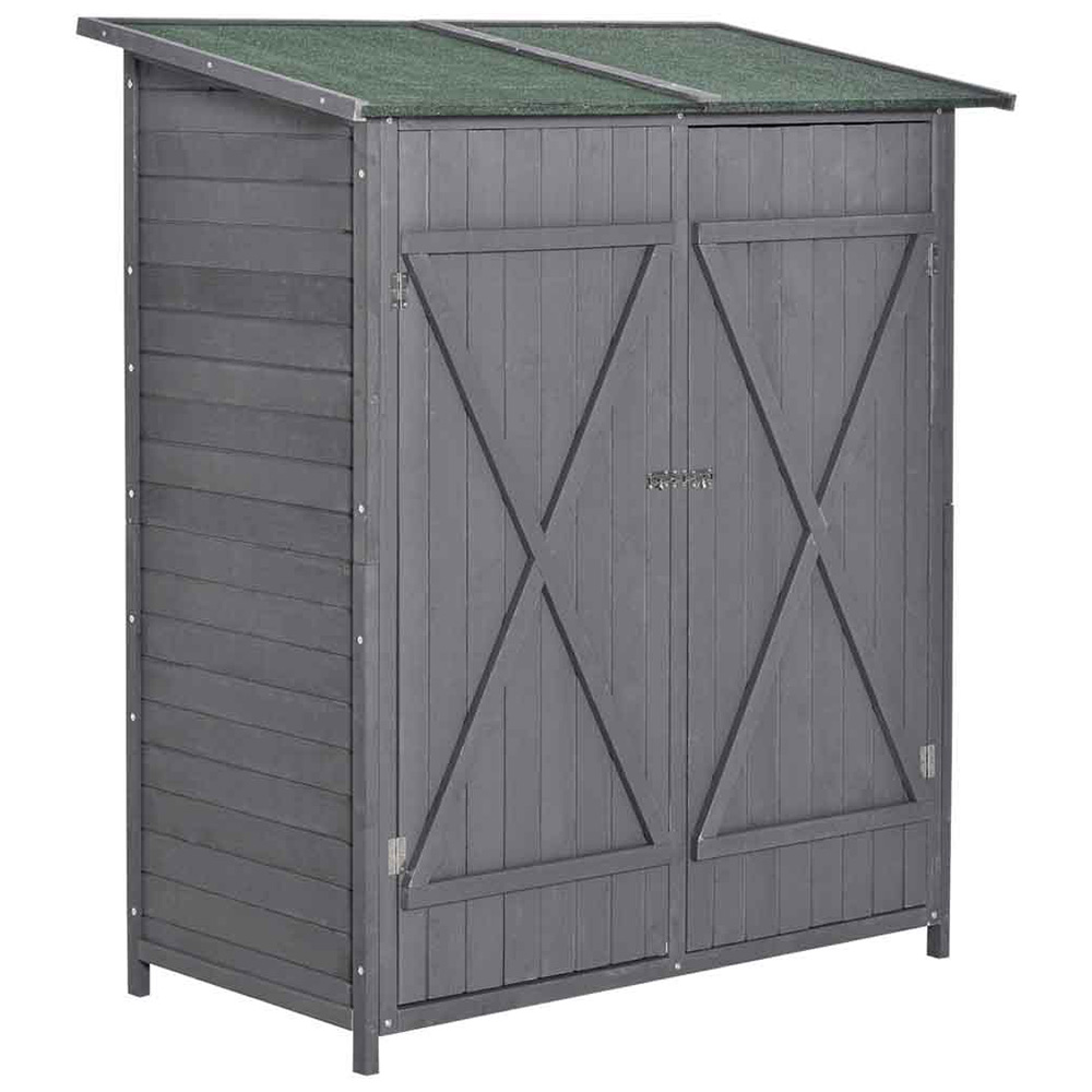 Outsunny 4.5 x 2.3ft Dark Grey Double Door Tool Shed Image 1