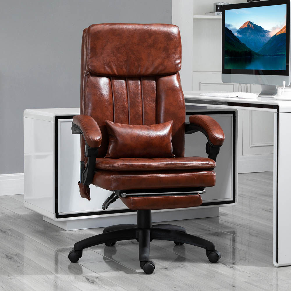 Portland Brown PU Leather Swivel Recliner Office Chair Image 1