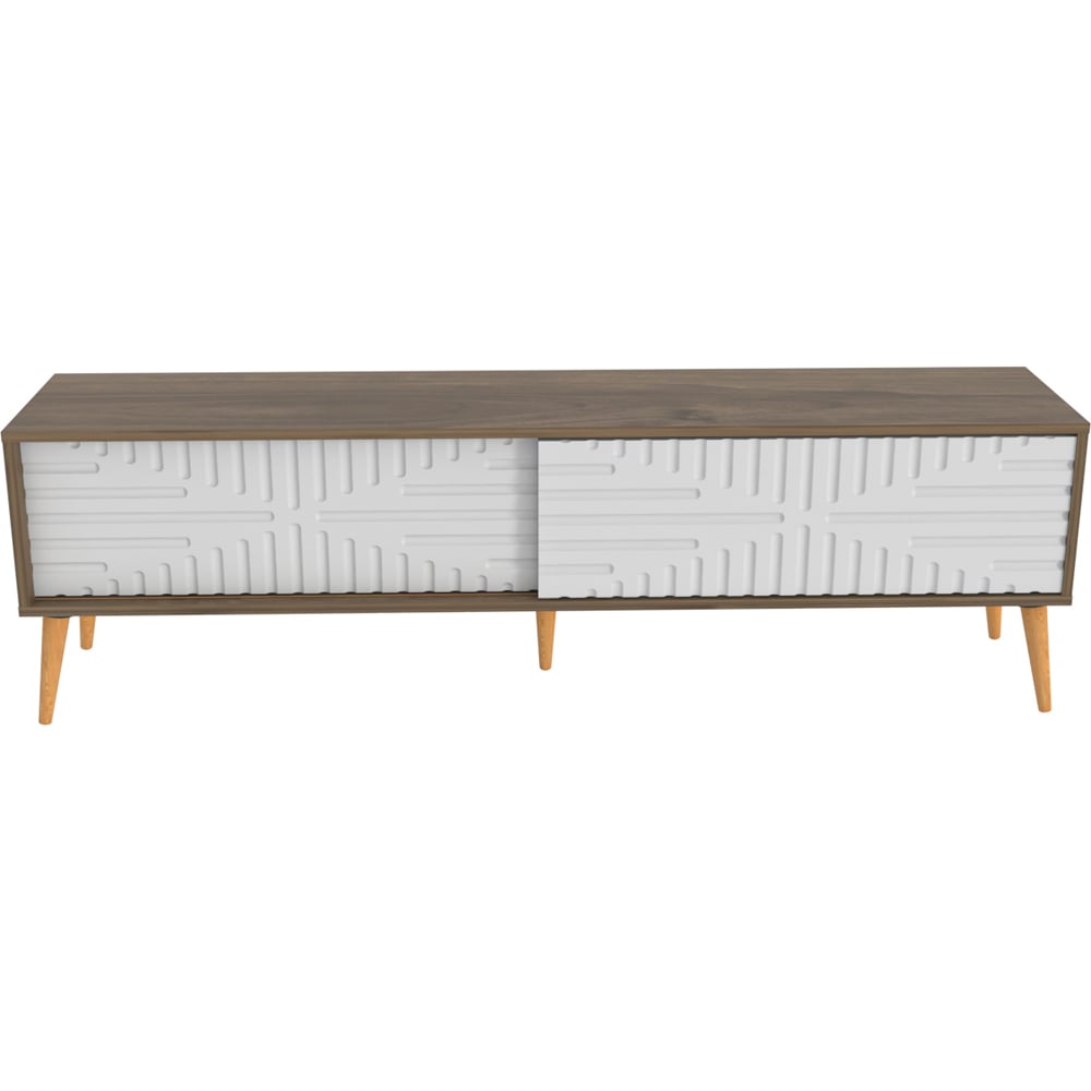 Decorotika Riso 2 Sliding Door Walnut and White TV Unit Image 2