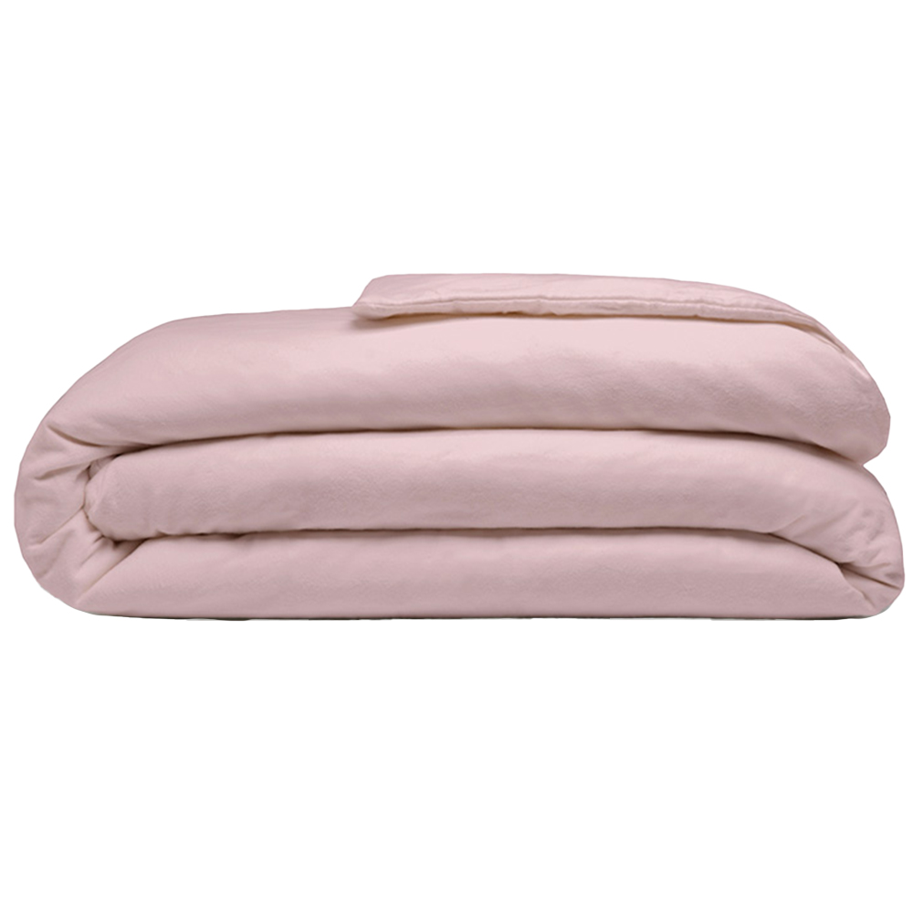 Serene Double Powder Pink Brushed Cotton Duvet Cover Image 1