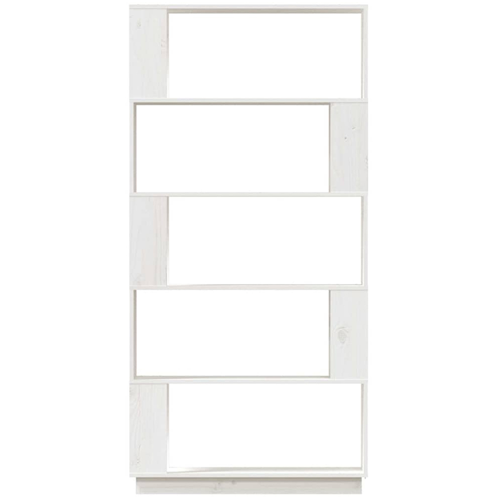 vidaXL 5 Shelf White Solid Pine Wood Bookcase Image 3
